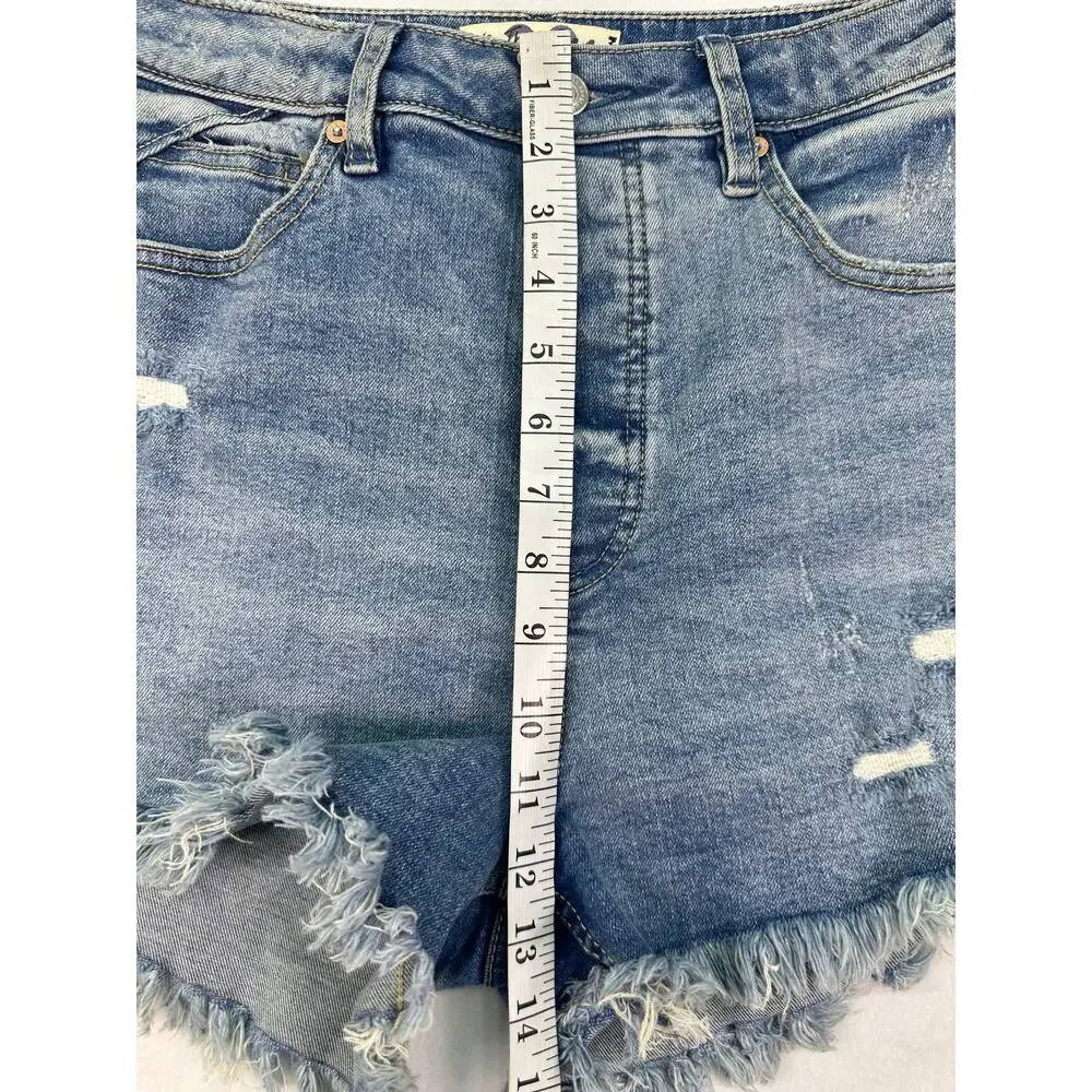 NWOT Free People We The Free Crvy High Rise Denim Shorts Size 28 Distressed - Picture 7 of 9